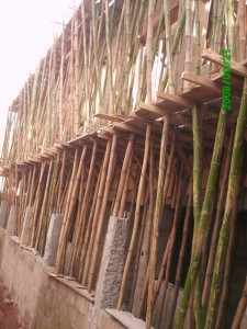 The back view of the house still under construction Back view...