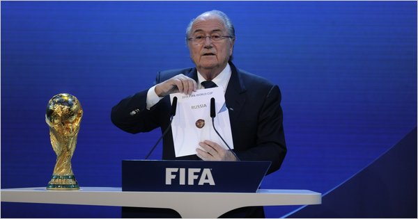 FIFA President, Sepp Blatter making the pronounciation at the FIFA head quarter in Zurich