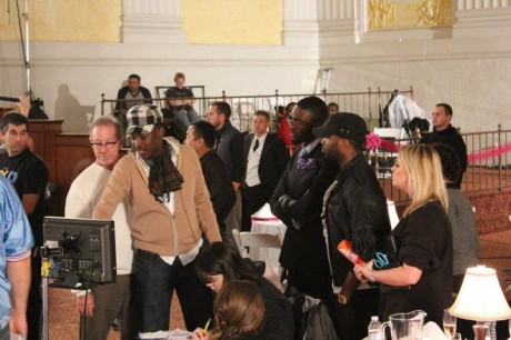 Jeta Amata, Ori Ayomike and Riz Nwosu on the set of black gold.