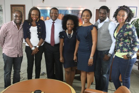 From L-R Panelist J.G Ayodele, MTV VJ Cynthia CVON Okpala, President of Dangote Group Aliko Dangote, Panelists Jerrilyn Mulbah (Liberia) ,Yomi Black and Farayi Chipungu
