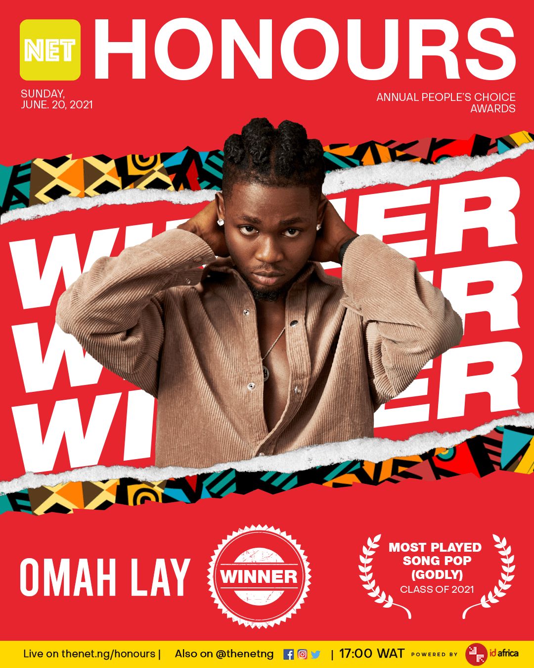 Godly by omah lay most played pop song net honours 2021