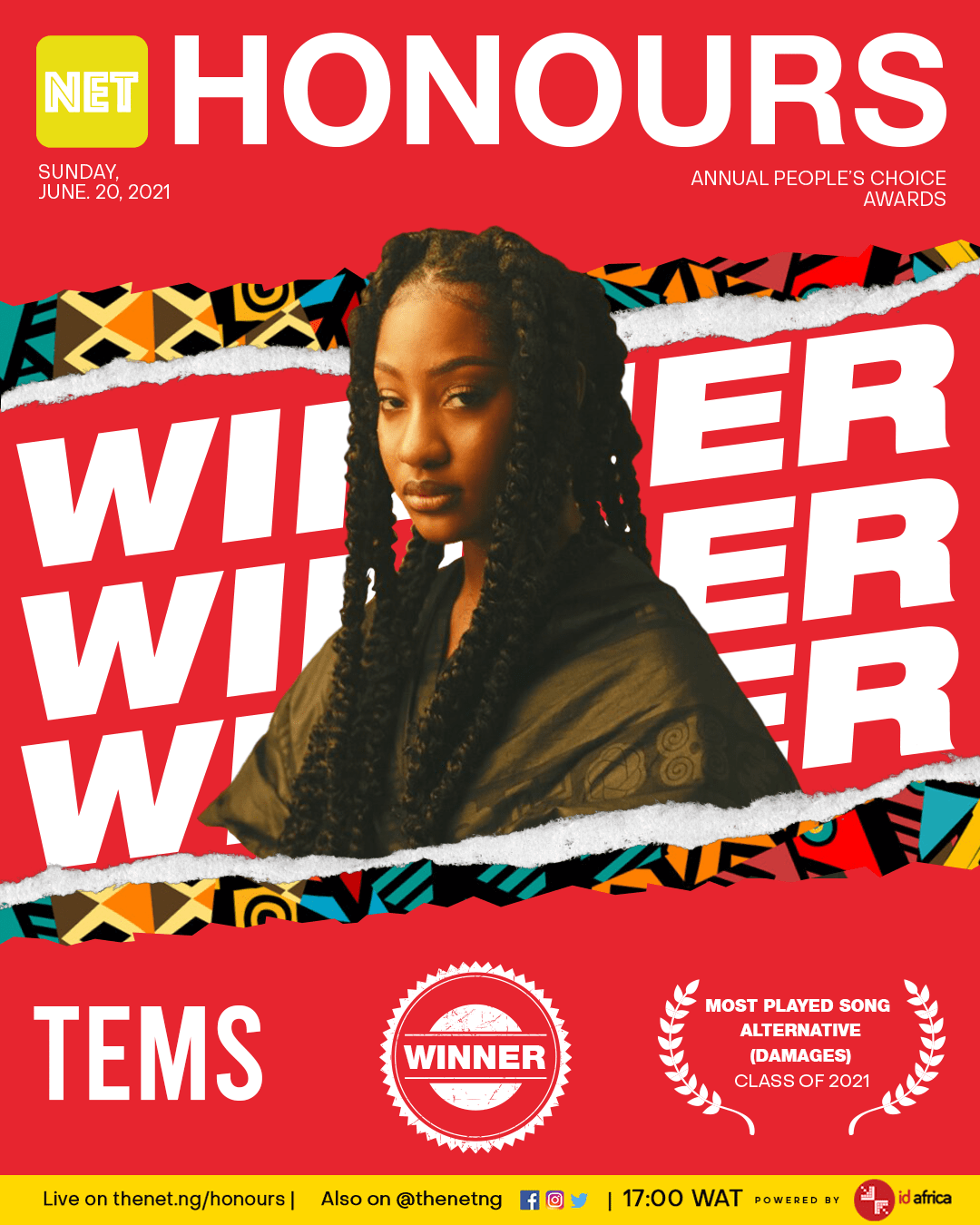 damages by tems most played alternative song net honours 2021