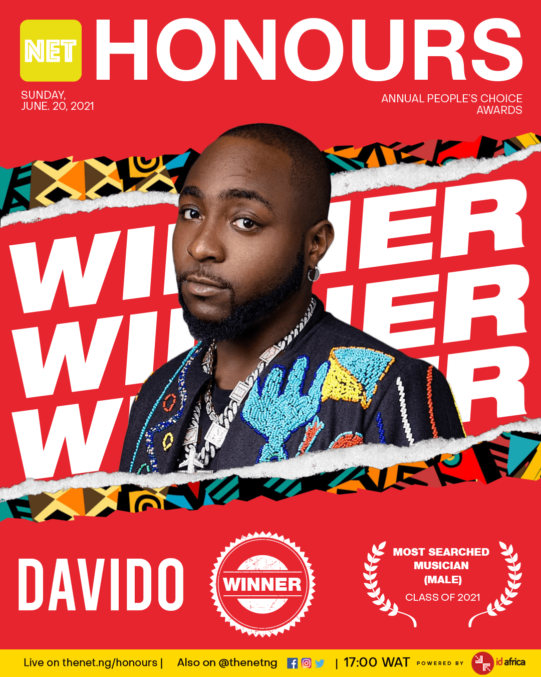 davido most searched male musician net honours class of 2021