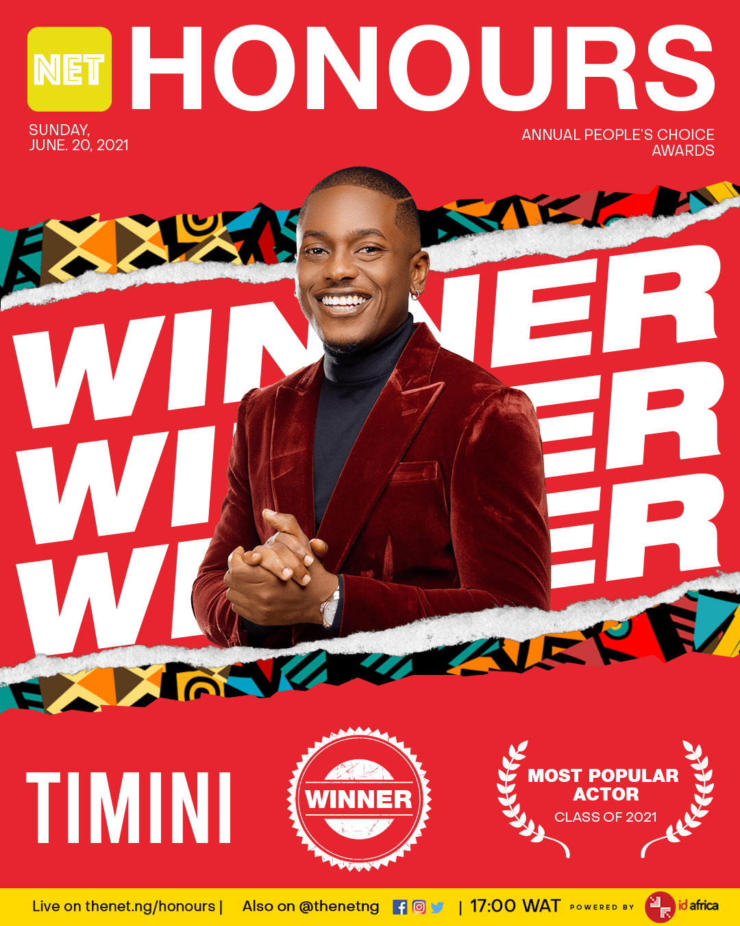 timini most popular actor net honours class of 2021