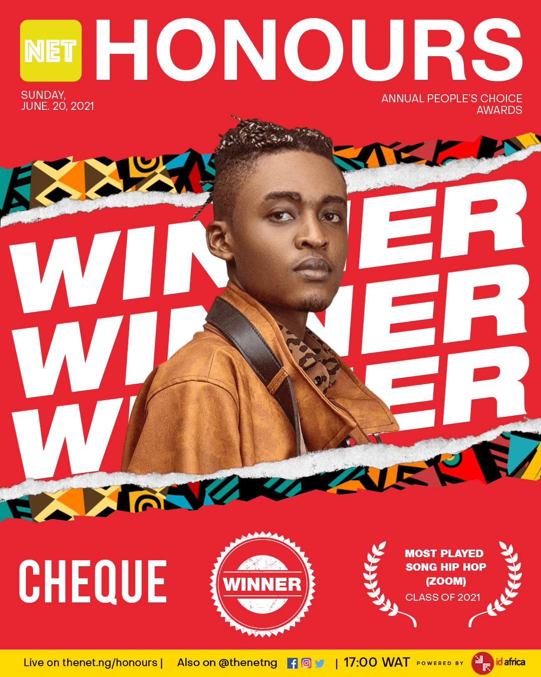 zoom by cheque most played hip hop somg net honours 2021