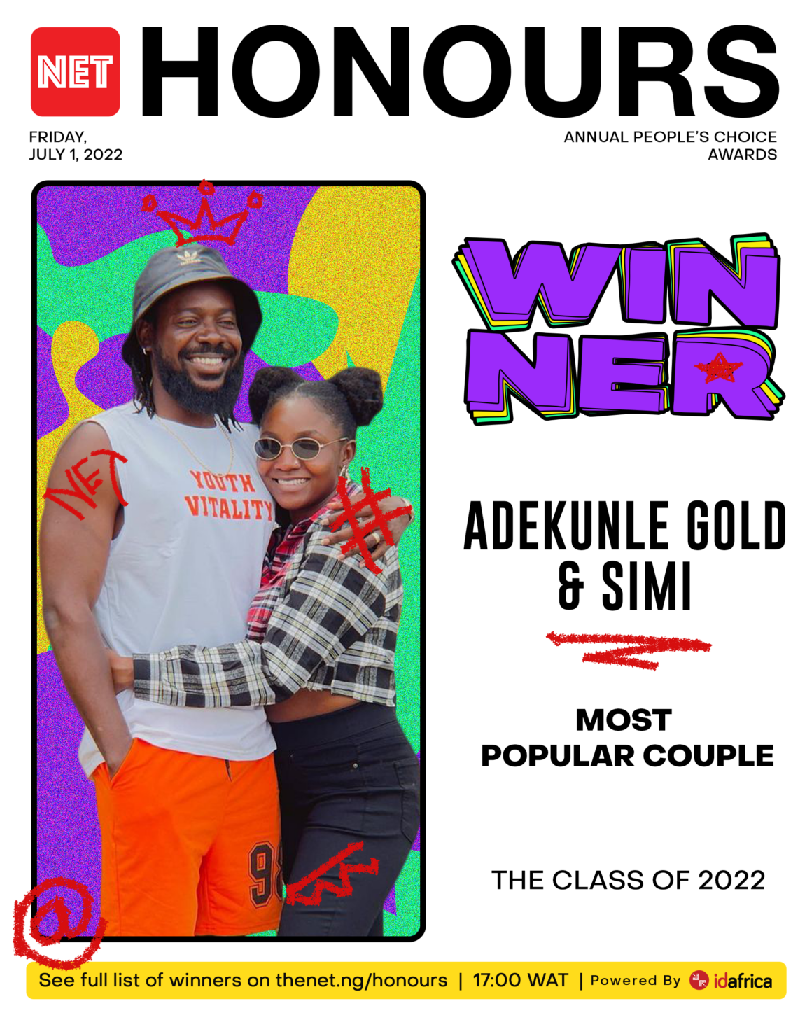NET Honours 2022: Adekunle Gold and Simi Emerge ‘Most Popular Couple’