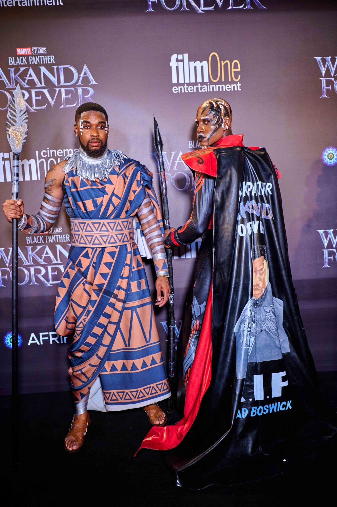 Sheggz and Hermes on Black Panther black carpet