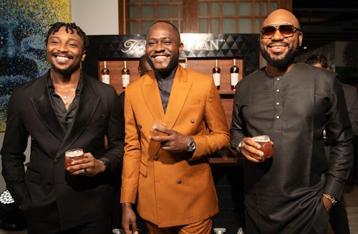 Ex-BBNaija Star, Sir Dee (left), completes The Three Musketeers at The Macallan M Launch
