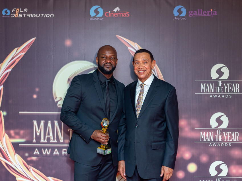 L-R: Alex Okosi, Managing Director of Google Africa, and Ben Murray-Bruce OON, Founder of Silverbird Group as Okosi received the Iconic Pioneer Award at the 2023 Silverbird Man of The Year Awards held in Lagos, yesterday.