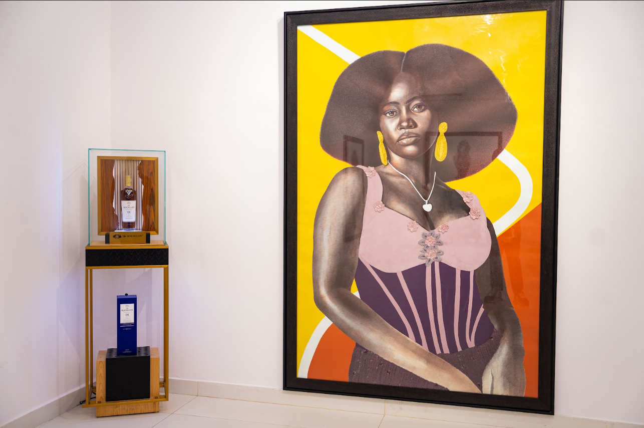 Jacqueline Suowari’s piece at the Art Exhibition hosted by Alexis Galleries in partnership with The Macallan