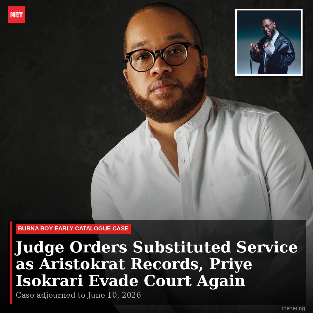 Burna Boy early catalogue: Judge orders substituted service as Aristokrat Records, Priye Isokrari evade court again